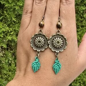 Earth Art Handcrafted Bronze and Turquoise Earrings